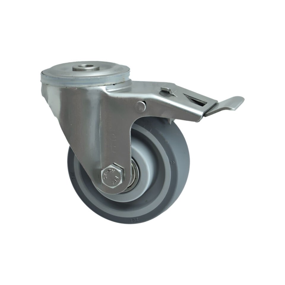 3000 MER Paslanmaz Çelik (Inox) Teker 125*40 Frenli (İnox)