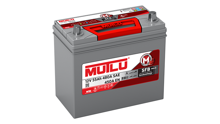 Mutlu 12 Volt 55 Amper SFB Akü Dar Düz- Depozitosuz