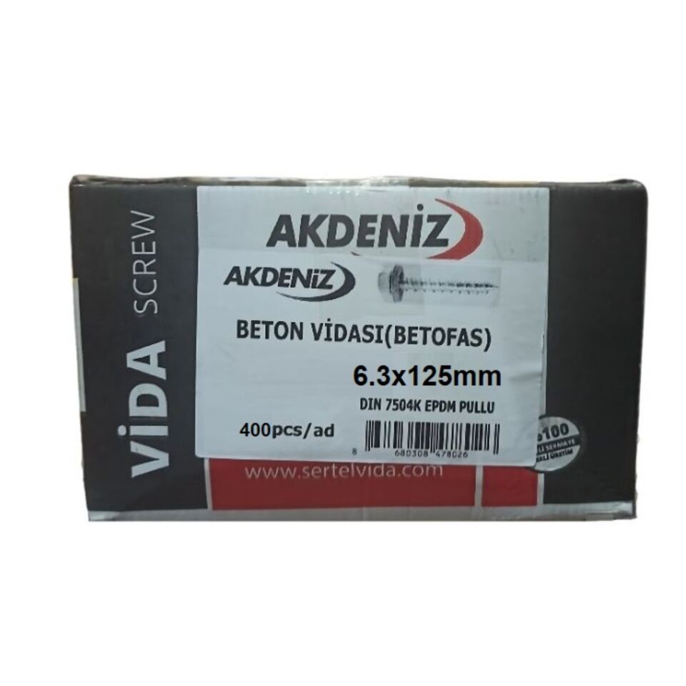 Akdeniz Ahşap Vidası (betofas) 6.3x125 (400 Ad.)