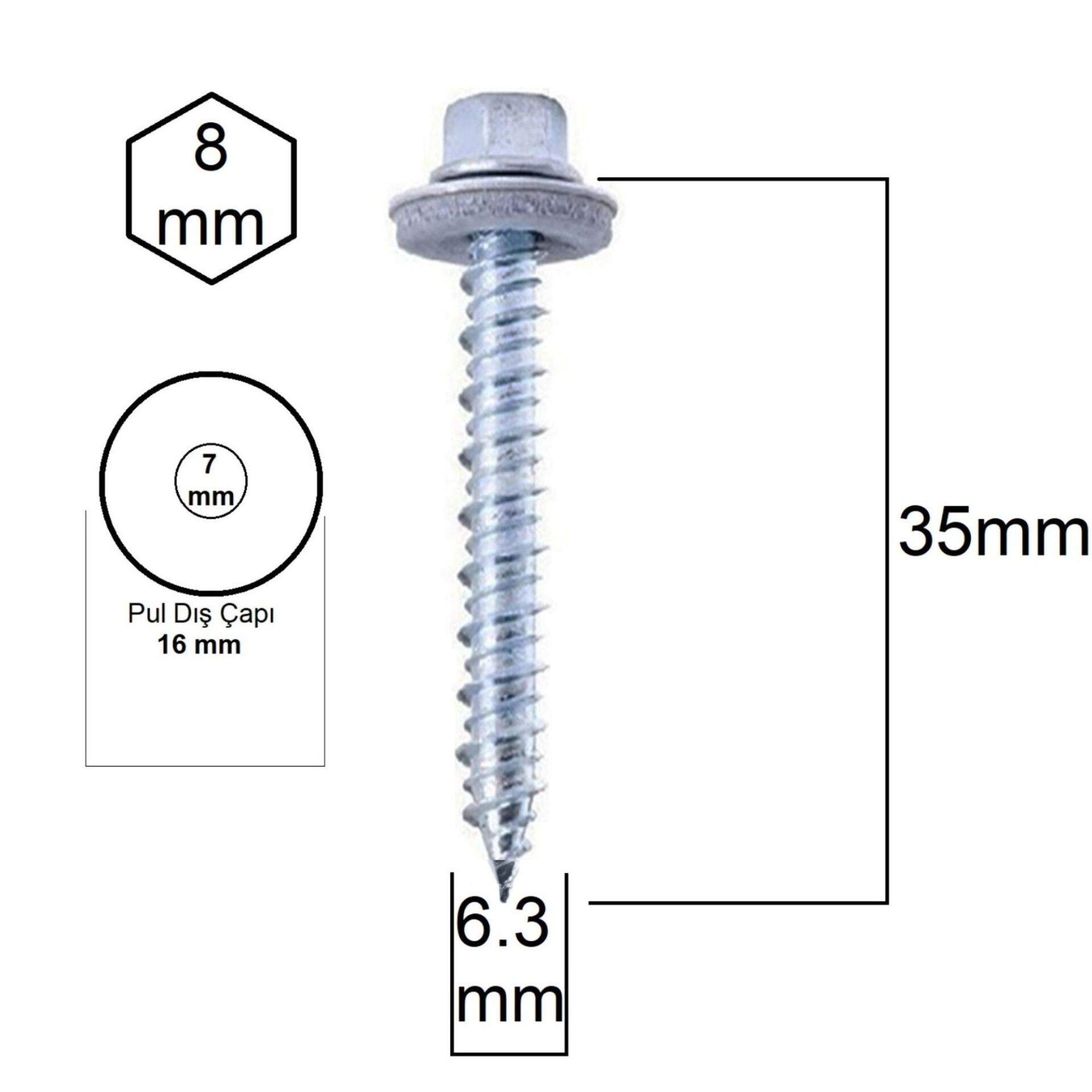 Akdeniz Ahşap Vidası (betofas) 6.3x35 (1500 Ad.)