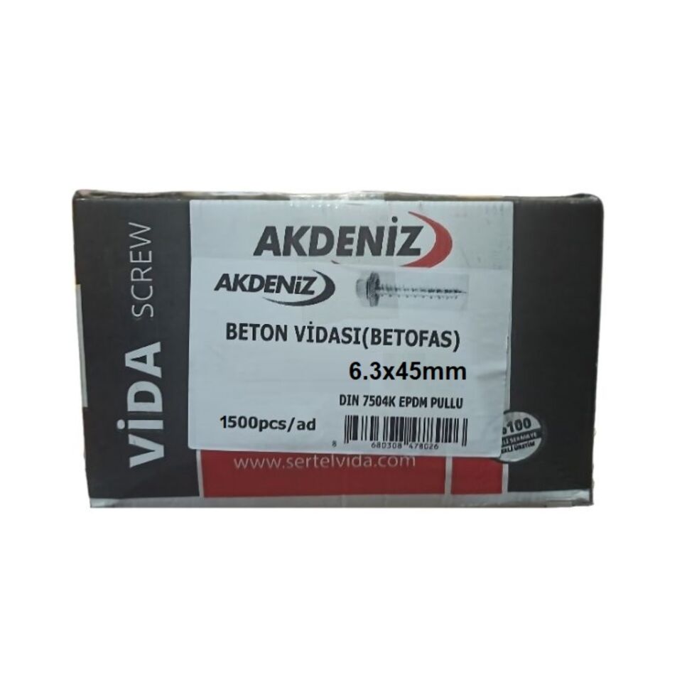 Akdeniz Ahşap Vidası (betofas) 6.3x45 (1500 Ad.)
