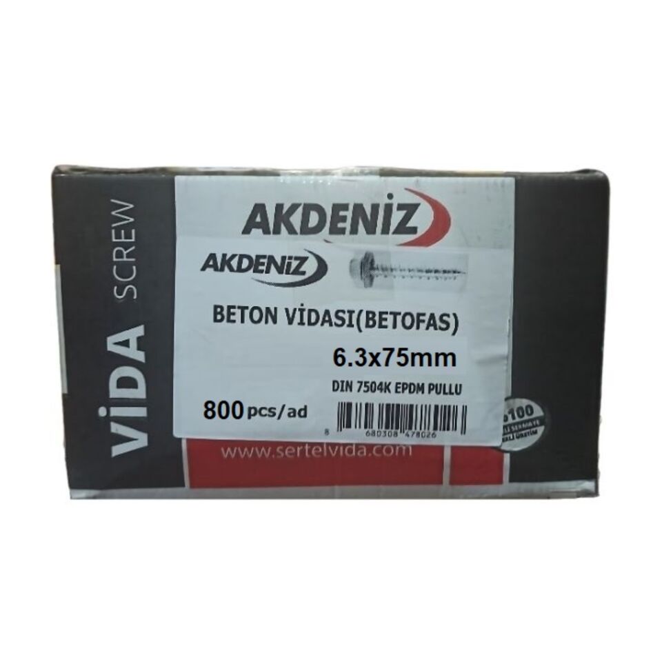 Akdeniz Ahşap Vidası (betofas) 6.3x75 (800 Ad.)