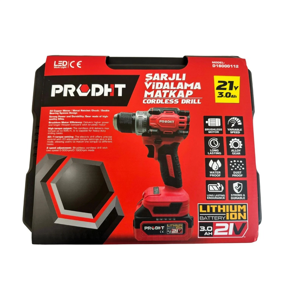 DHT Çift Akülü Şarjlı Vidalama Li-İon 3.0 Ah - 21v D18000112