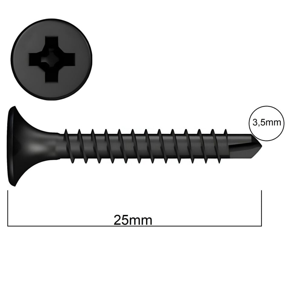 Akdeniz Alçıpan Vidası M.u.v. 3.5x25 (1000 Ad.)