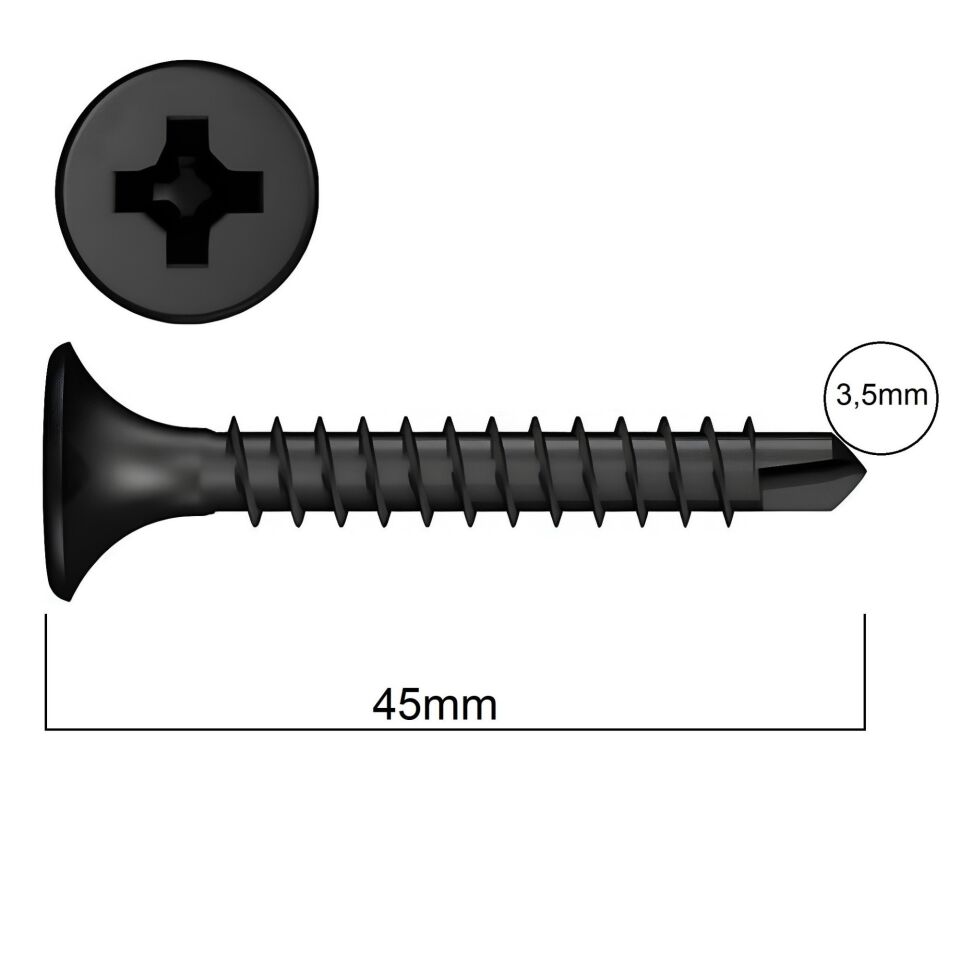 Akdeniz Alçıpan Vidası M.u.v. 3.5x45 (500 Ad.)