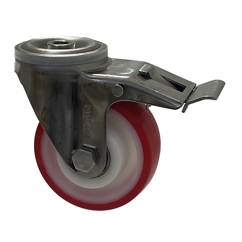 3000 PUR Paslanmaz Çelik (Inox) Teker 125*40 Frenli (İnox)