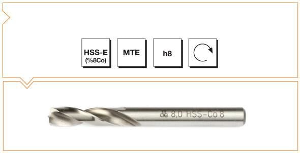 MTE Makina Takım HSS DIN 333 Uzun Punta Matkabı 8 mm B00005990300