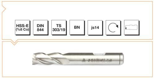 MTE Makina Takım HSS Silindirik Saplı Parmak Freze - Kısa BN 5 mm B00276180500