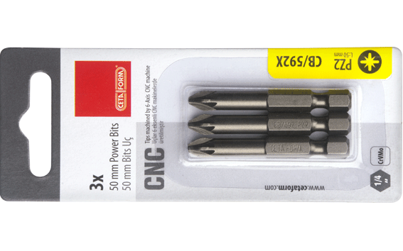 Ceta Form 3 Parça 1/4'' Pozidriv  Bits Uç PZ2 x 50 mm / Kartlı - CB/592X