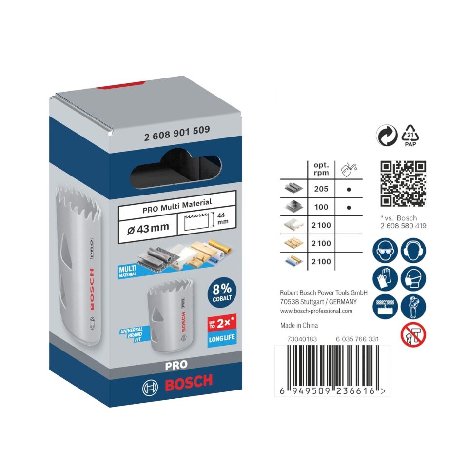 Bosch Pro Bi-metal Panç 43 Mm 2608901509