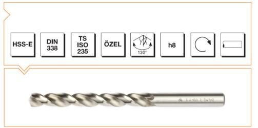 MTE Makina Takım HSS DIN 338 Silindirik Saplı Matkap Ucu Gümüş Seri 7.6 mm B00005010760