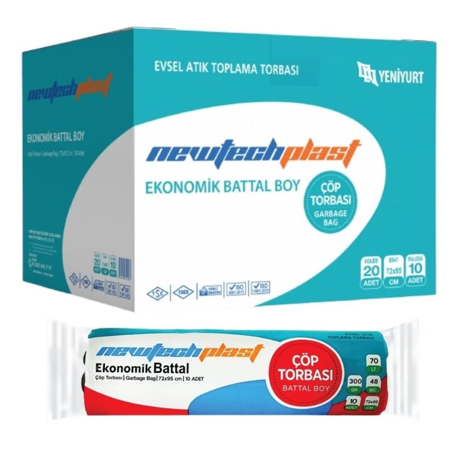 Çöp Torbası Battal Boy Siyah 300gr 72x95 Cm(10 Lu)