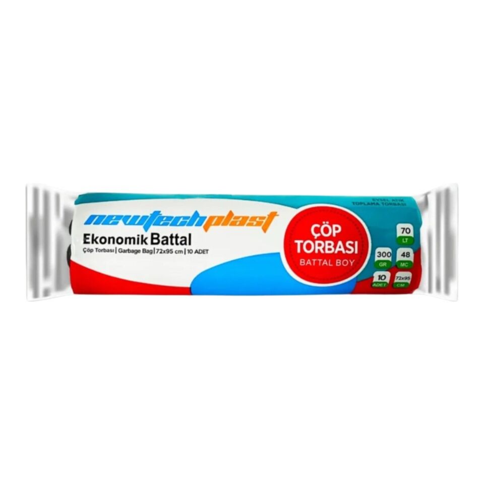 Çöp Torbası Battal Boy Siyah 300gr 72x95 Cm(10 Lu)