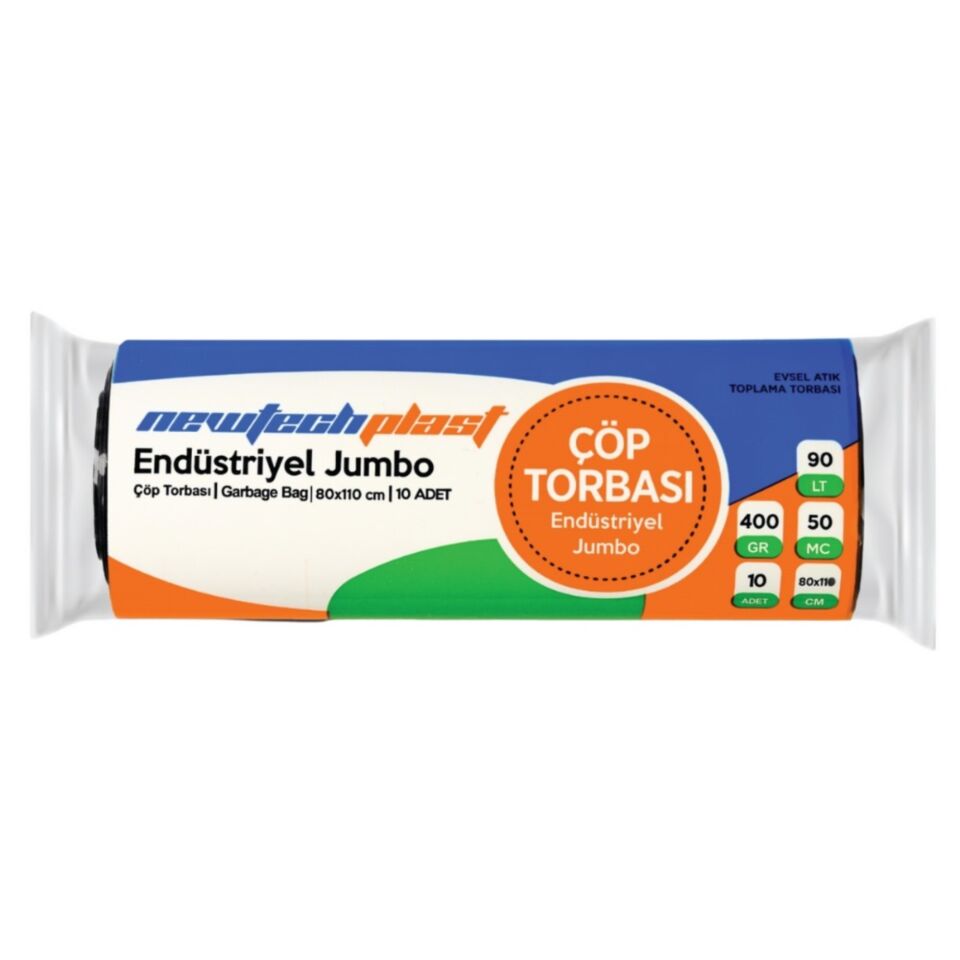 Çöp Torbası Jumbo Boy Siyah 400gr 80x110 Cm(10 Lu)