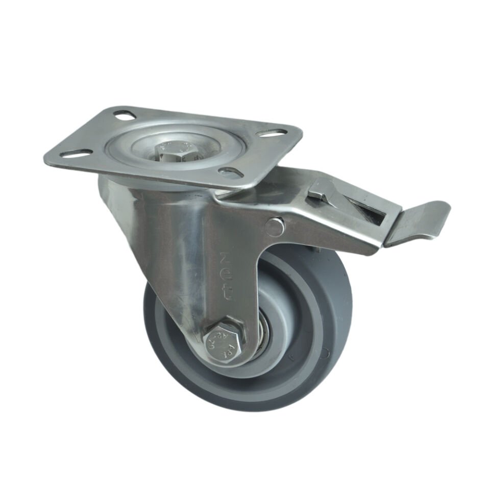 3002 MER Paslanmaz Çelik (Inox) Teker 100*35 Frenli (İnox)