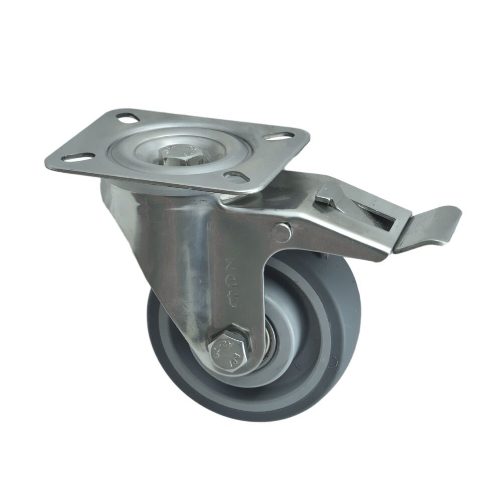 3002 MER Paslanmaz Çelik (Inox) Teker 125*40 Frenli (İnox)