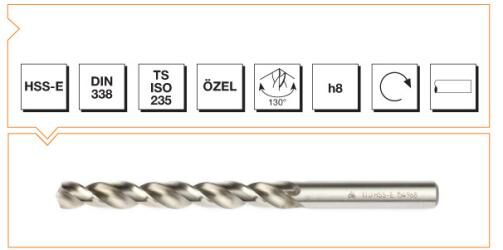 MTE Makina Takım HSS DIN 338 Silindirik Saplı Matkap Ucu Gümüş Seri 11.4 mm B00005011140