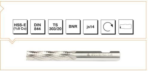 MTE Makina Takım HSS Silindirik Saplı Parmak Freze - Kısa BNR 20 mm B00277392000