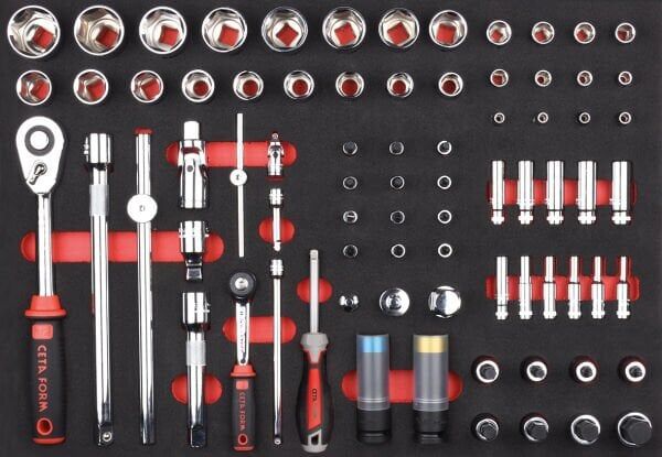Ceta Form 77 Parça 1/4''+ 1/2'' 6 Köşe Lokma ve Lokmalı Bits Seti (EVA'lı) - C99-E77H2